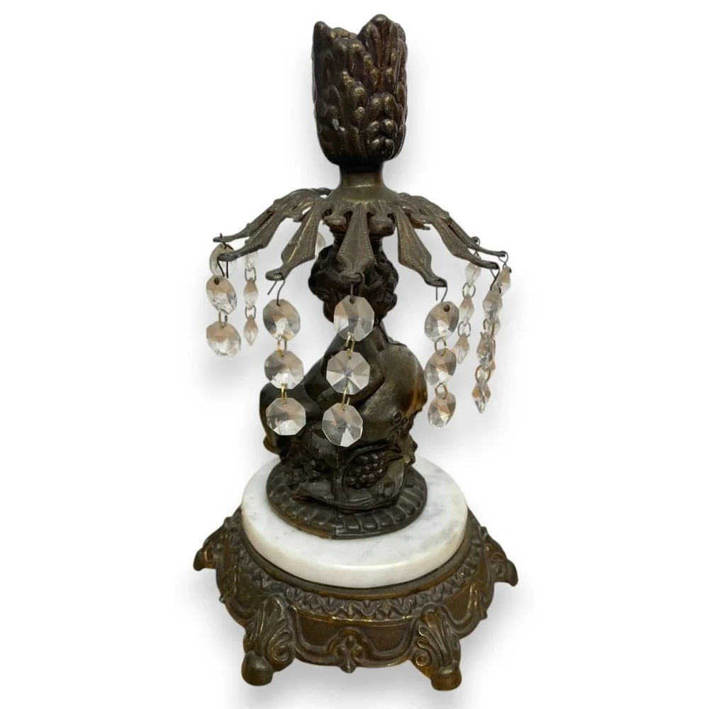 Vintage Loevsky & Loevsky Cherub Brass Table Lamp Base Marble Hollywood Regency